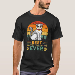 Mannen Retrostijl Beste Schotse Vetkat Papa Oog F T-shirt