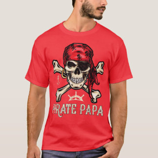 Mannen Retrostijl Skeleton Pirate Papa vader T-shirt