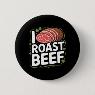 Mannen Roast Beef Bbq Vleesliefhebber Slager Chef Ronde Button 5,7 Cm