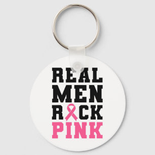 Mannen Rock Roze Borstkanker Bewustzijn Sleutelhanger