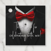 Mannen rode zwarte verjaardagsfeestje bedankjes labels (Voorkant)