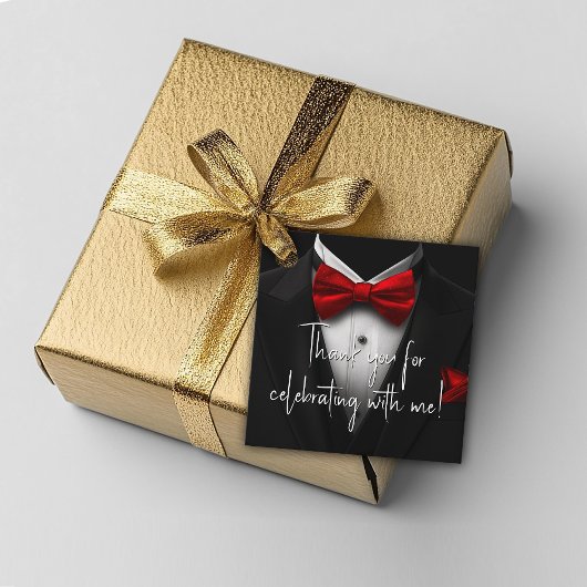 Mannen rode zwarte verjaardagsfeestje bedankjes labels