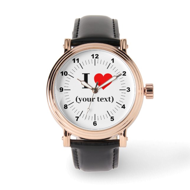 Mannen Roos Gold  - Custom I Heart Horloge (Voorkant)