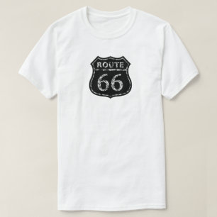 Mannen ROUTE 66 BLACK GRUNGE SIGN Ringer T-Shirt