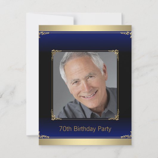 Mannen Royal Blue en Gold verjaardagsfeest Kaart (Voorkant)