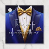 Mannen Royal Blue Gold verjaardagsfeestje Bedankjes Labels (Voorkant)
