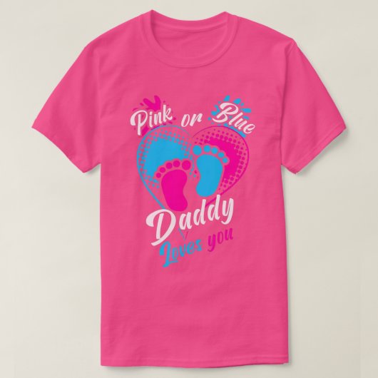 Mannen roze of blauwe pappie houdt van je gender o t-shirt (Design voorkant)