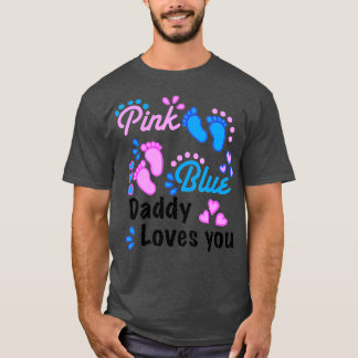 Mannen roze of blauwe pappie houdt van je geslacht t-shirt