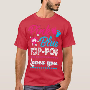 Mannen roze of blauwe Pop Pop houdt van je geslach T-shirt