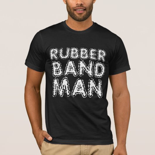 MANNEN RUBBER BAND MAN T-SHIRS MET TERUGKEER T-SHIRT (Voorkant)