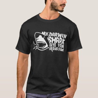Mannen_s Mijn Darwin Shark Ate Your Jesus Fish Fun T-shirt