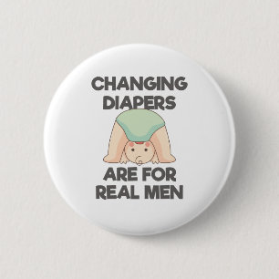 Mannen SAHD Verblijf thuis Papa Veranderende Diape Ronde Button 5,7 Cm