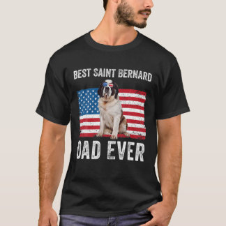 Mannen Saint Bernard papa Amerikaanse vlag Sint Be T-shirt