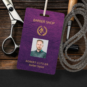 Mannen salon barber gepersonaliseerde foto - id badge