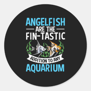 Mannen schattige engelenvissen vis eigenaar aquari ronde sticker