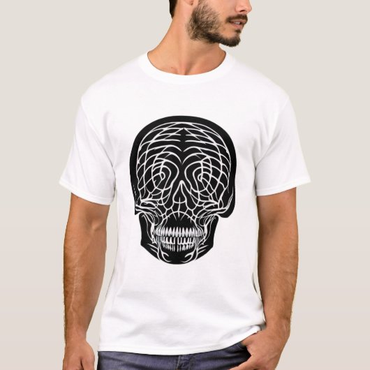 Mannen schedel T-shirt - Abstracte Mandelbrot sche (Voorkant)
