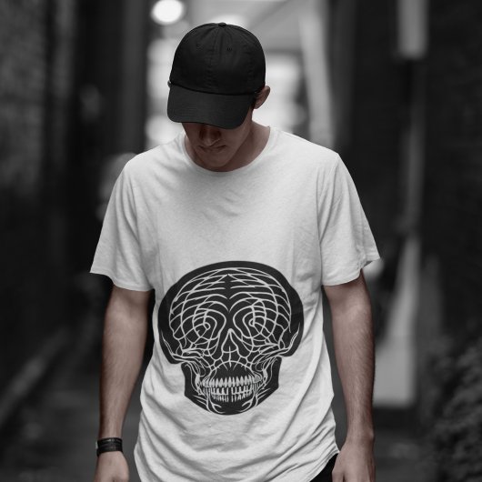Mannen schedel T-shirt - Abstracte Mandelbrot sche