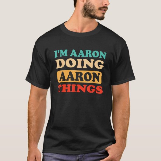 Mannen school naam Aaron T-shirt (Voorkant)