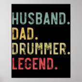 Mannen  Shirt Echtgenoot Pap Drummer Legend Poster (Voorkant)