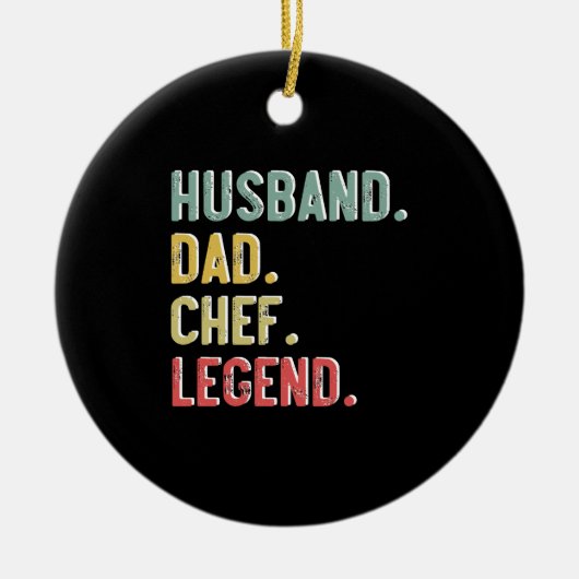 Mannen Shirt vader Chef Legend Retro Keramisch Ornament (Voorkant)