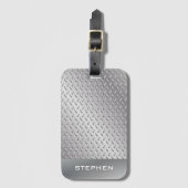 Mannen Silver Metallic Monogram Minimalist Bagagelabel (Voorkant (verticaal))