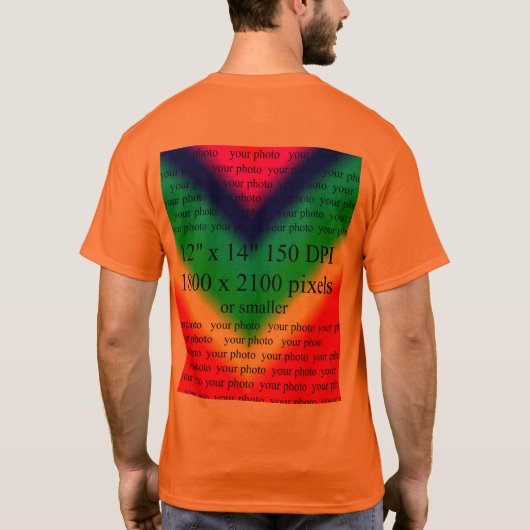Mannen Sinaasappel Uw Photo Basic T-shirt Sjabloon (Achterkant)