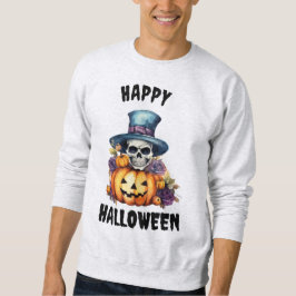 Mannen Skelet en Pompoen Halloween Sweatshirt