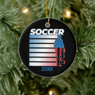 Mannen Soccer Patriotic USA Vlag Keramisch Ornament