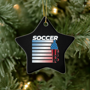 Mannen Soccer Patriotic USA Vlag Keramisch Ornament