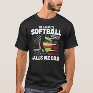Mannen Softbal Flag Mijn favoriete Softbal Speler T-shirt