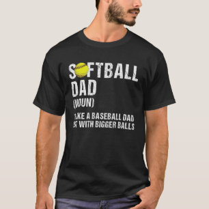 Mannen softbal vader zelfstandig als een honkbal v t-shirt