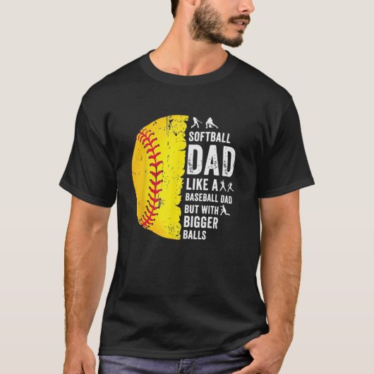 Mannen Softball Papa als een honkbalvader met een T-shirt (Voorkant)