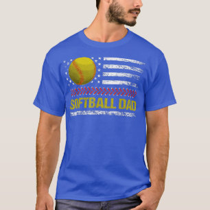 Mannen Softball Papa  Amerikaanse Vlag Vader T-shirt