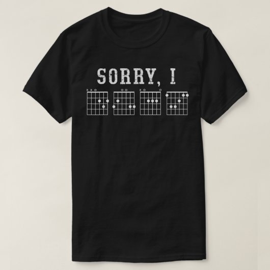 Mannen Sorry IDGAF Verborgen boodschap Guitar Chor T-shirt (Design voorkant)