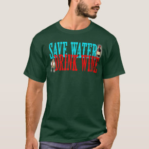 Mannen Spaar Water Drink Wijn Happy National Wine  T-shirt