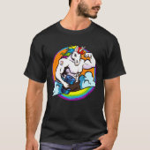 Mannen spierboei Unicorn Regenboog, Weightlift T-shirt (Voorkant)