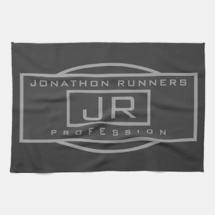 Mannen Sporty Geometrisch Grijs & Donkergrijs Theedoek