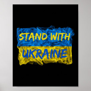 Mannen staan voor Oekraïne, Oekraïense vlag, Solid Poster