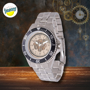 Mannen Steampunk Gears Cosplay RVS Horloge