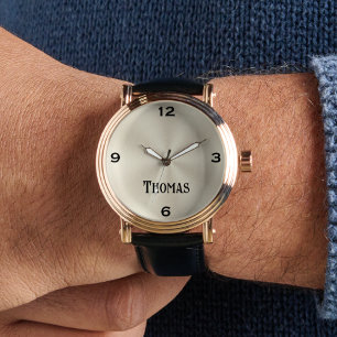 Mannen stijlvol gouden  horloge lederen band