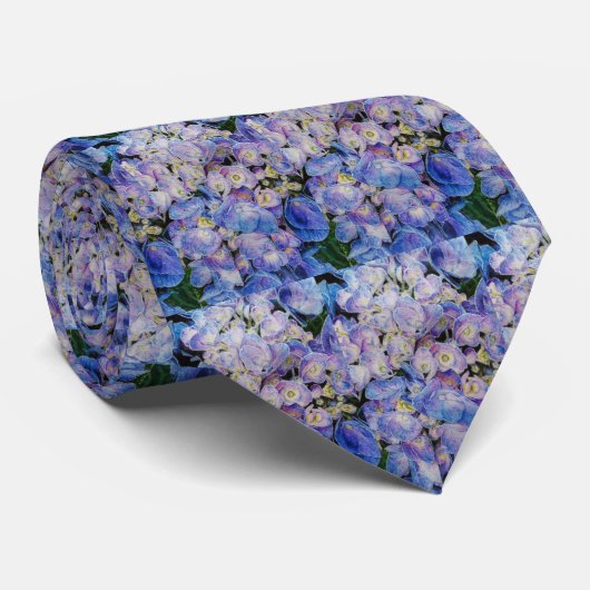Mannen Stropdas Blauwe Hydrangea (Opgerold)