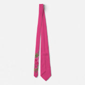 Mannen Stropdas Bright Pink Floral Bruiloft (Achterkant)