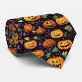 Mannen Stropdas-Halloween Pumpkins Stropdas (Opgerold)