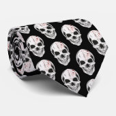Mannen Stropdas-Halloween Skulls Stropdas (Opgerold)