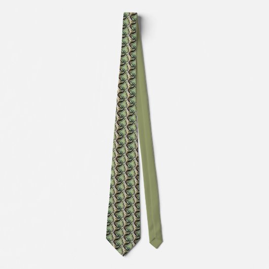 Mannen stropdas zijde, groen met abstract ontwerp (Voorkant)