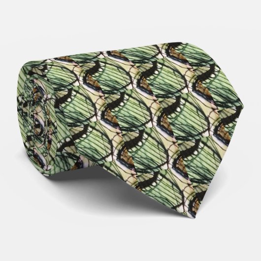 Mannen stropdas zijde, groen met abstract ontwerp (Opgerold)