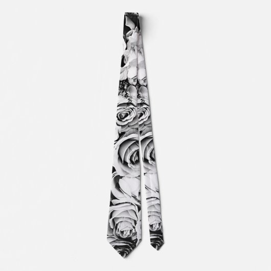 mannen stropdas zwarte en witte rozenroos (Voorkant)