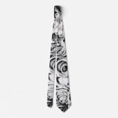 mannen stropdas zwarte en witte rozenroos (Achterkant)