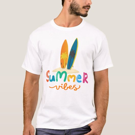 Mannen Summer Vibes Surfer T-shirt (Voorkant)
