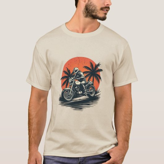 Mannen Sunset Motorfiets T-Shirt (Voorkant)